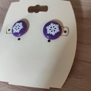 Purple Snowflake Kids Earrings